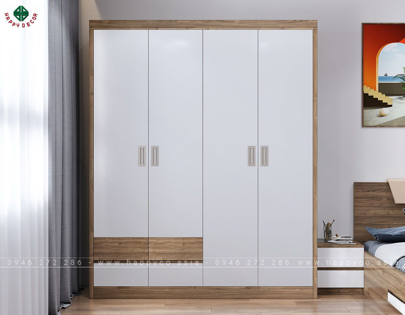 Tủ áo 4 buồng sang trọng TA6824