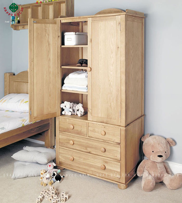 Tủ quần áo trẻ em bằng gỗ công nghiệp - Mẫu 04