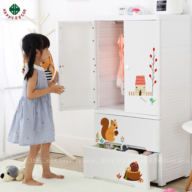Mẫu tủ quần áo trẻ em bằng nhựa đẹp, bền, nhỏ gọn