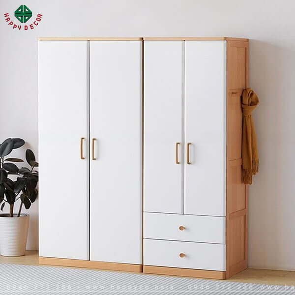 Tủ quần áo trẻ em bằng gỗ tự nhiên- Mẫu 04