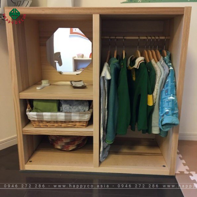Tủ quần áo trẻ em bằng gỗ tự nhiên- Mẫu 05