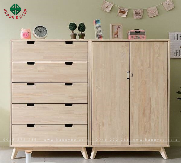 Tủ quần áo trẻ em bằng gỗ công nghiệp - Mẫu 05