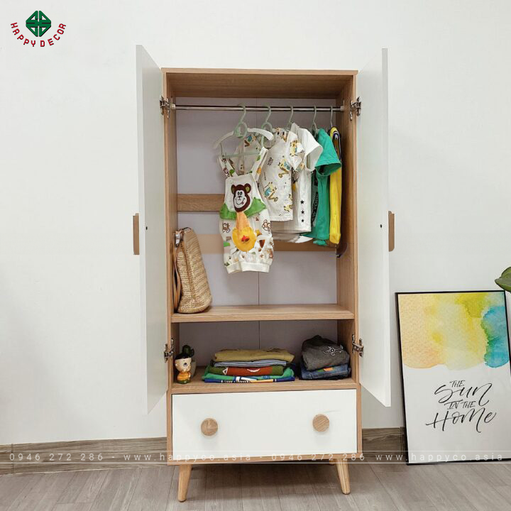 Tủ quần áo trẻ em bằng gỗ công nghiệp - Mẫu 03