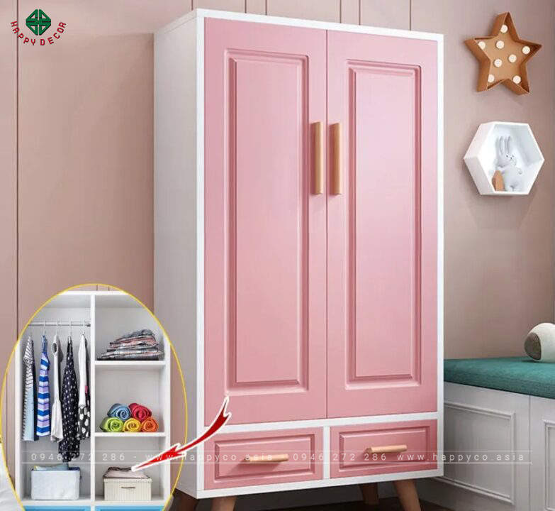 Tủ quần áo nhựa cho bé gái - Mẫu 02