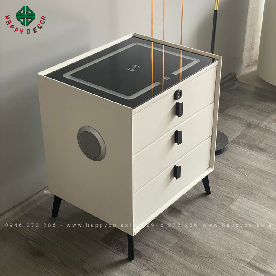 Tủ đầu giường thông minh tích hợp sạc điện thoại và đèn LED