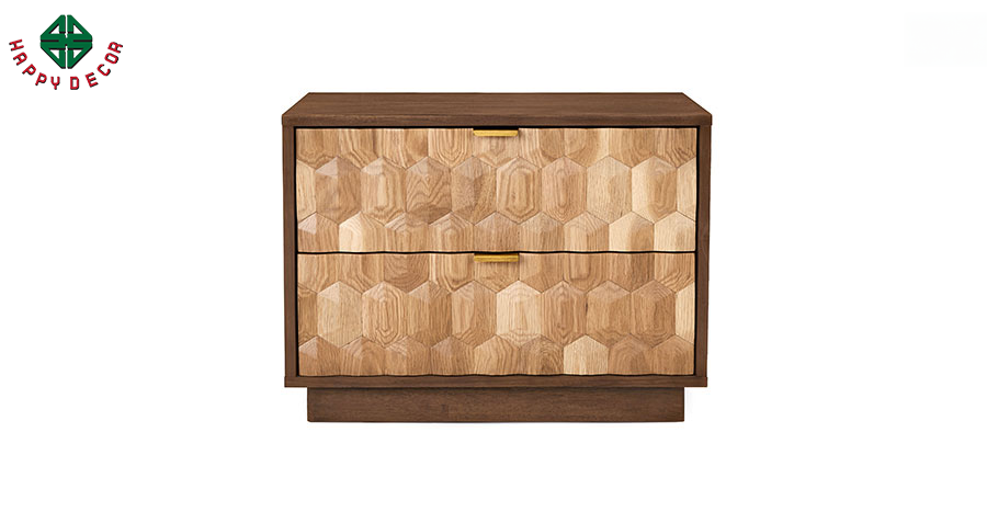 Tủ 2 cánh kéo có dạng ngăn kéo bắt mắt với họa tiết mai rùa đẹp mắt