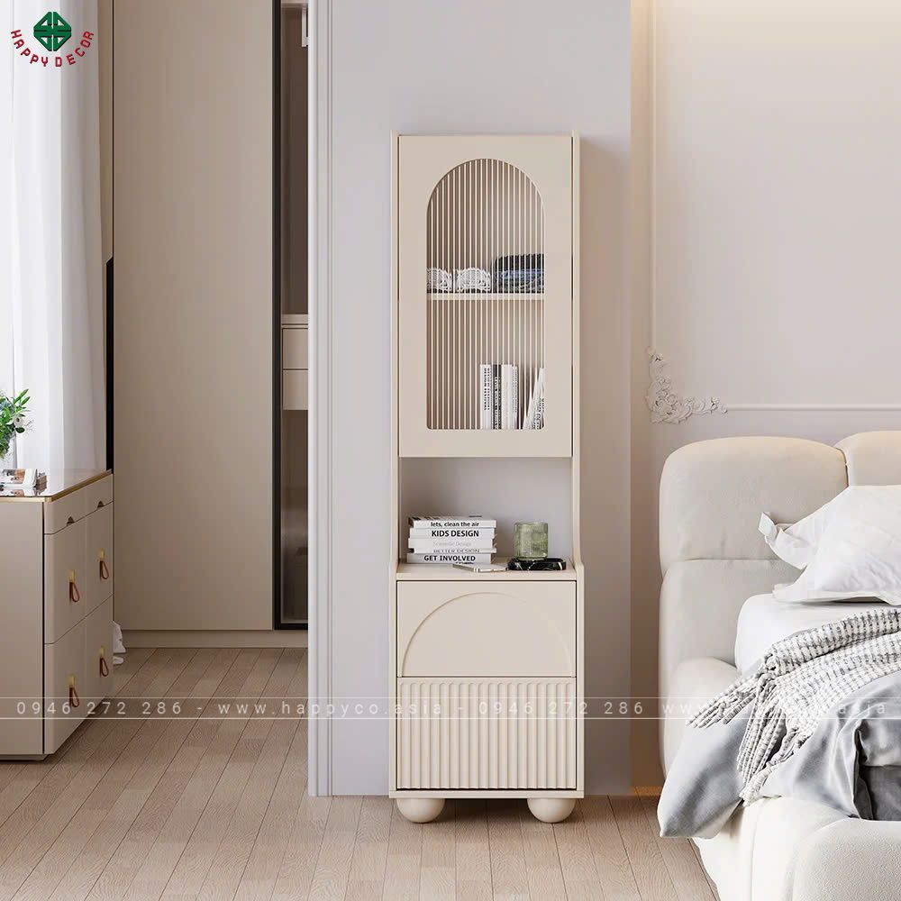 Tủ tab đầu giường cao hiện đại từ HAPPY DECOR sẽ là điểm nhấn ấn tượng trong không gian ngủ của bạn