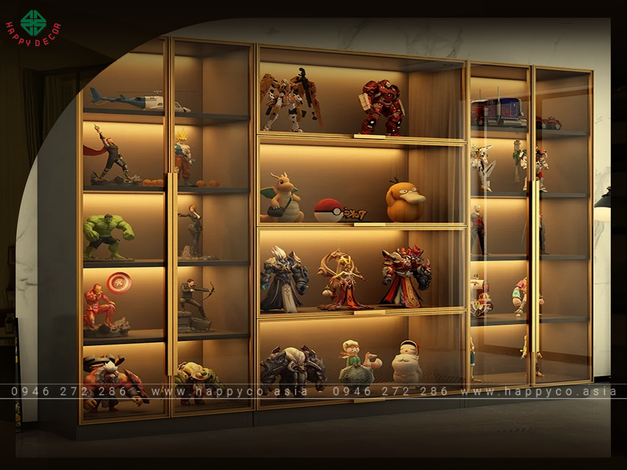 Tủ trưng bày phòng khách đẹp, hiện đại - Mẫu 01