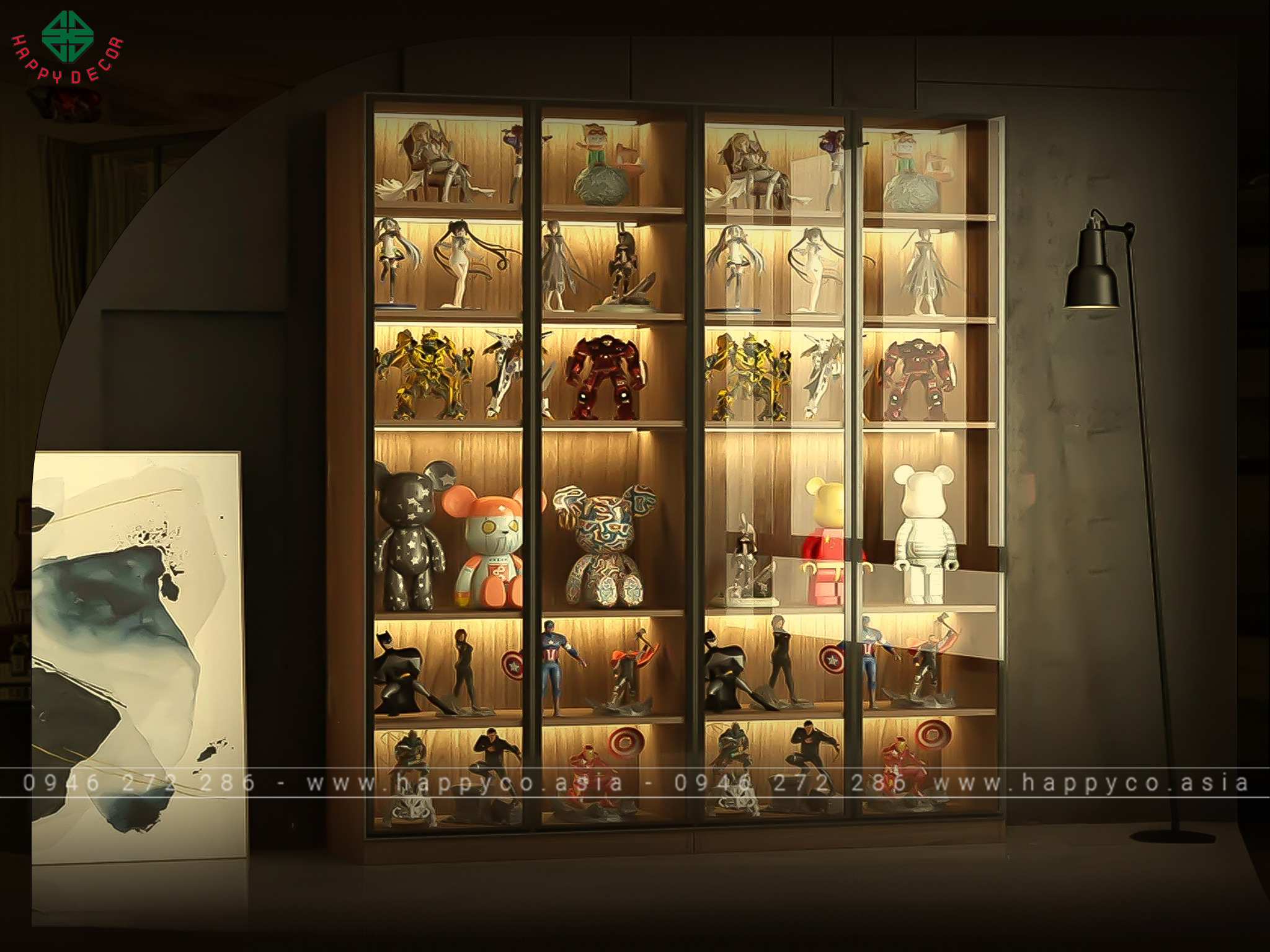 Tủ trưng bày phòng khách đẹp, hiện đại - Mẫu 09