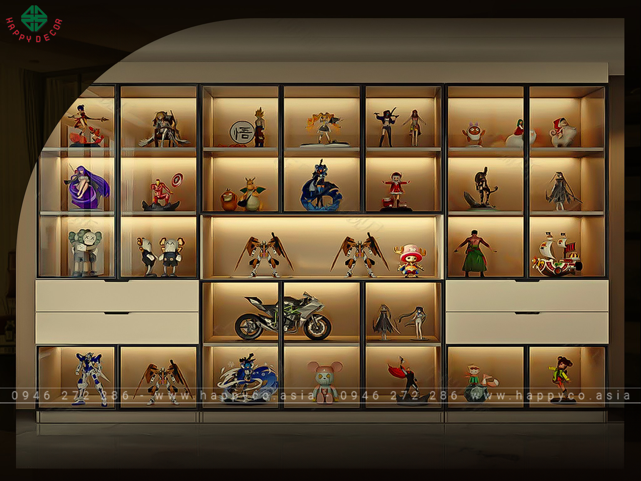 Tủ trưng bày phòng khách đẹp, hiện đại - Mẫu 10