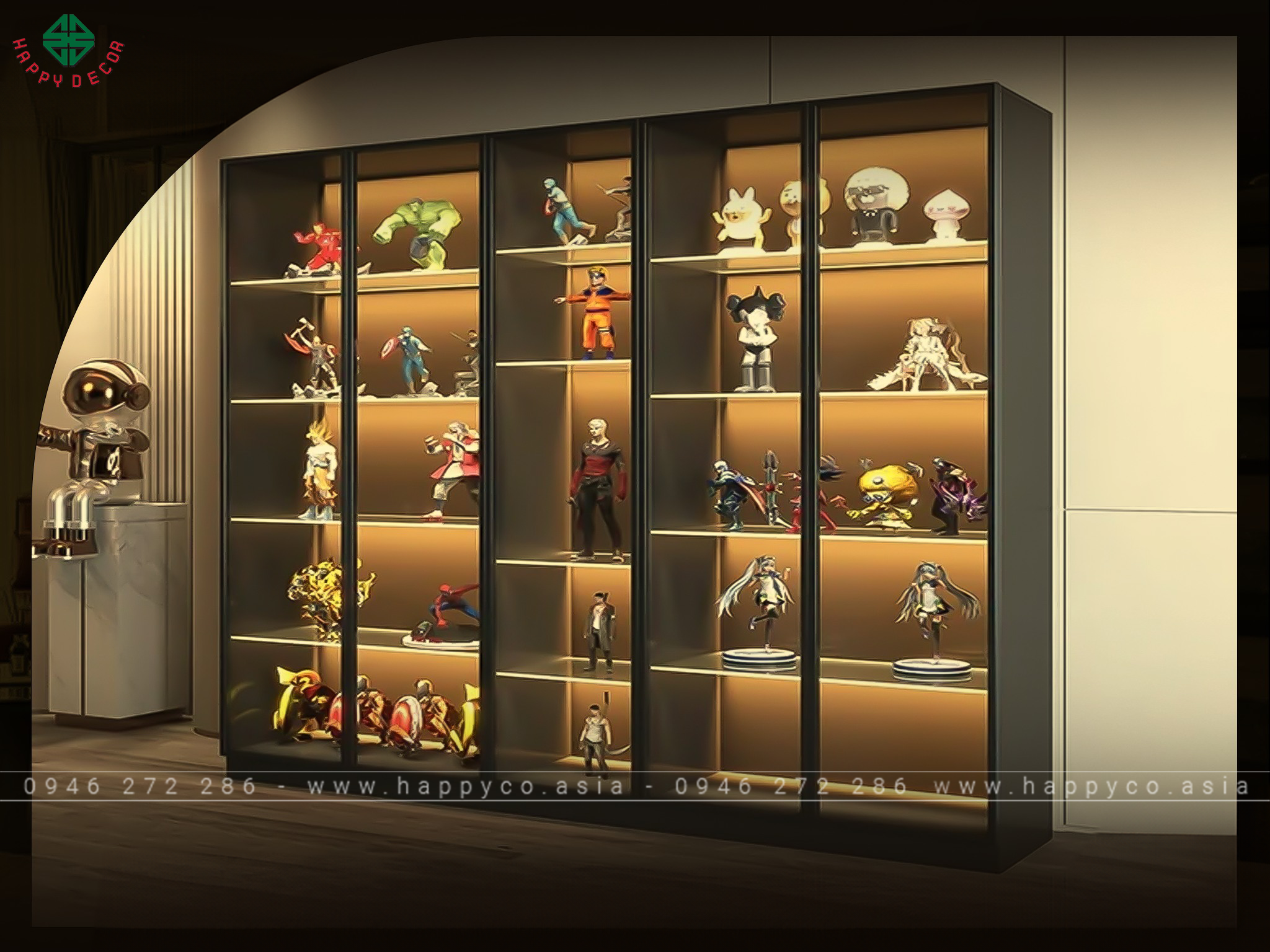 Tủ trưng bày phòng khách đẹp, hiện đại - Mẫu 11