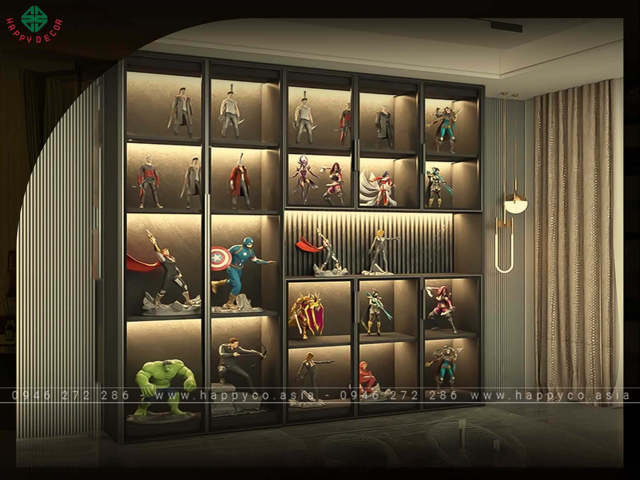 Tủ trưng bày phòng khách đẹp, hiện đại - Mẫu 02