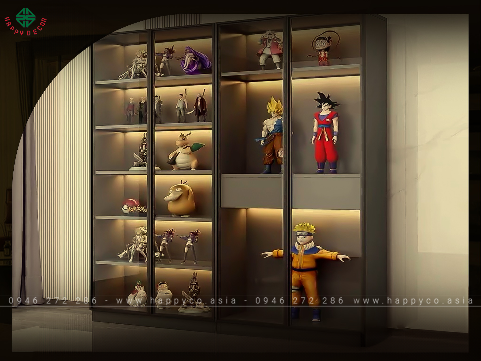 Tủ trưng bày phòng khách đẹp, hiện đại - Mẫu 03