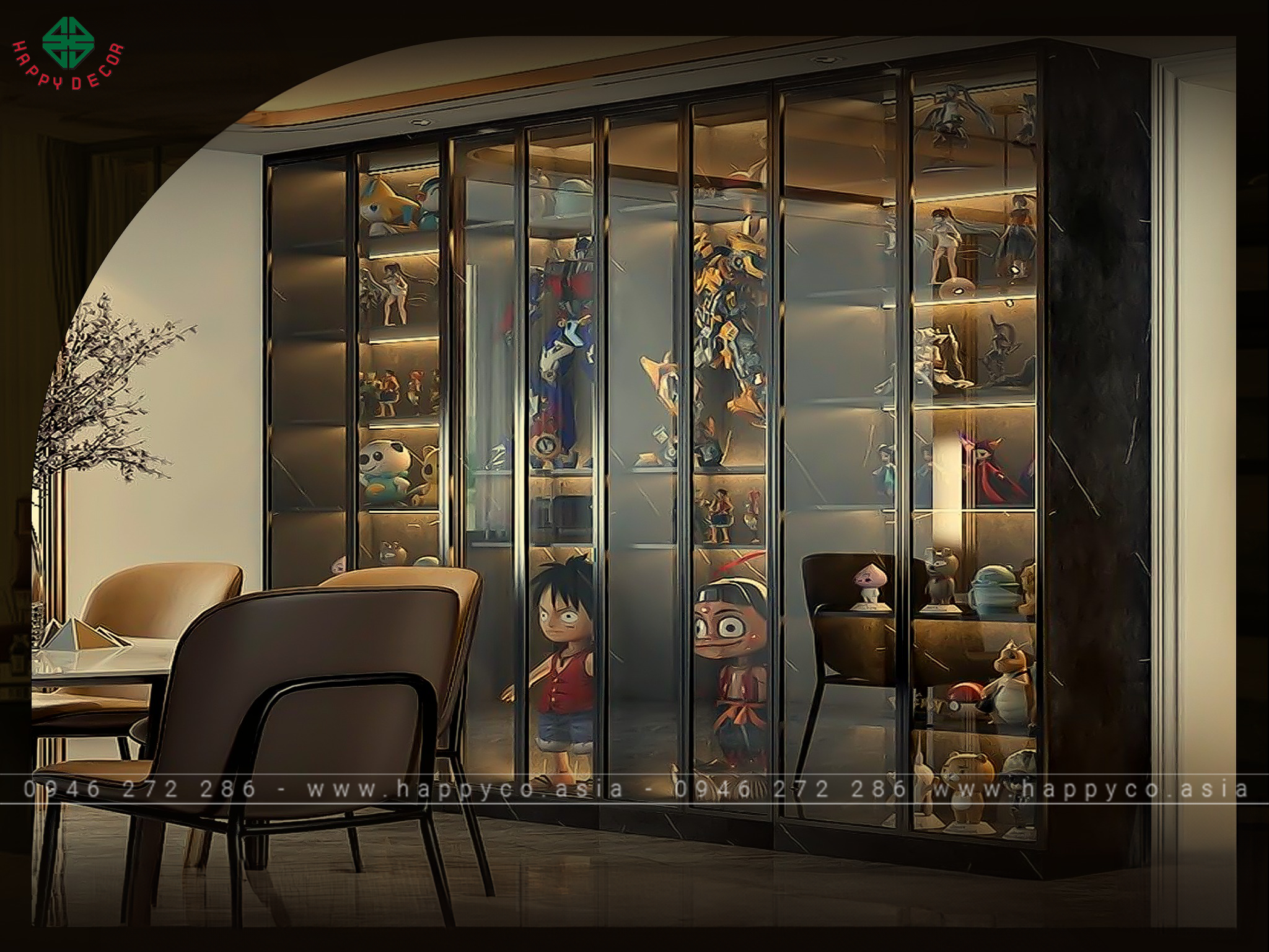 Tủ trưng bày phòng khách đẹp, hiện đại - Mẫu 07