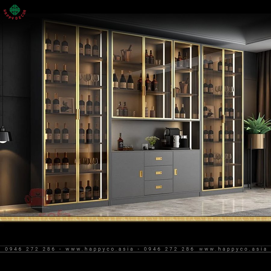 Tủ rượu trưng bày phòng khách đẹp - Mẫu 01