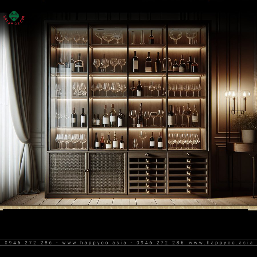 Tủ rượu trưng bày phòng khách đẹp - Mẫu 03