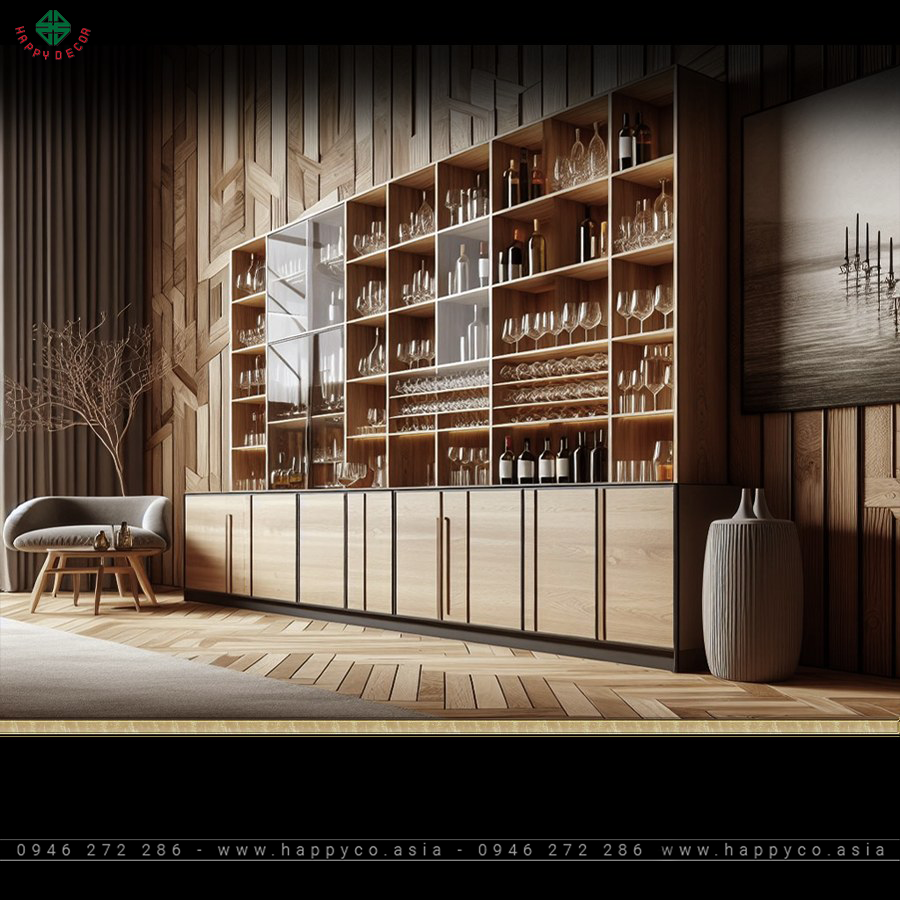 Tủ rượu trưng bày phòng khách đẹp - Mẫu 05