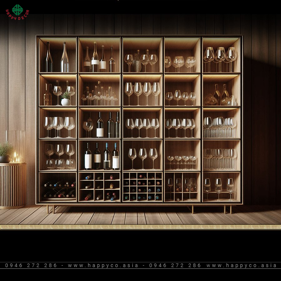 Tủ rượu trưng bày phòng khách đẹp - Mẫu 07
