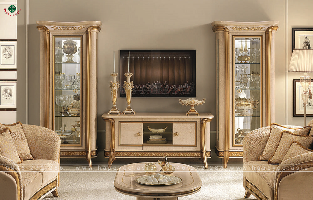 Vách Tivi bằng gỗ tự nhiên - Mẫu 02