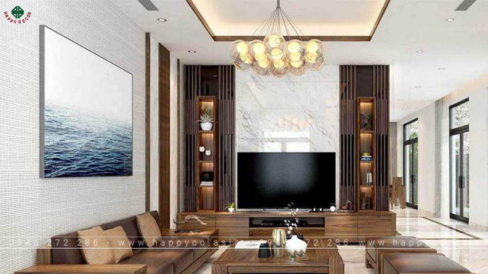 Vách Tivi phòng khách đa năng - Mẫu 10