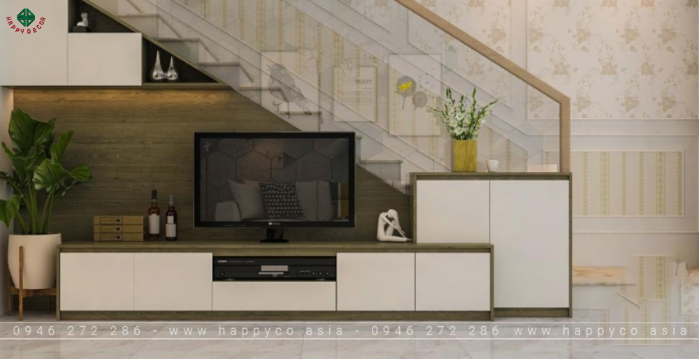 Xu hướng Vách Tivi phòng khách hiện đại 2024 - Mẫu 01