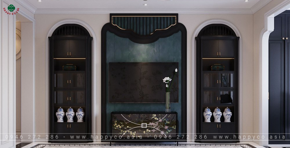 Xu hướng Vách Tivi phòng khách hiện đại 2024 - Mẫu 09