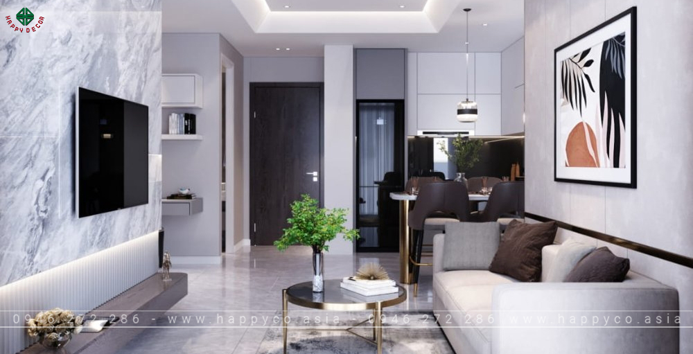 Xu hướng Vách Tivi phòng khách hiện đại 2024 - Mẫu 12