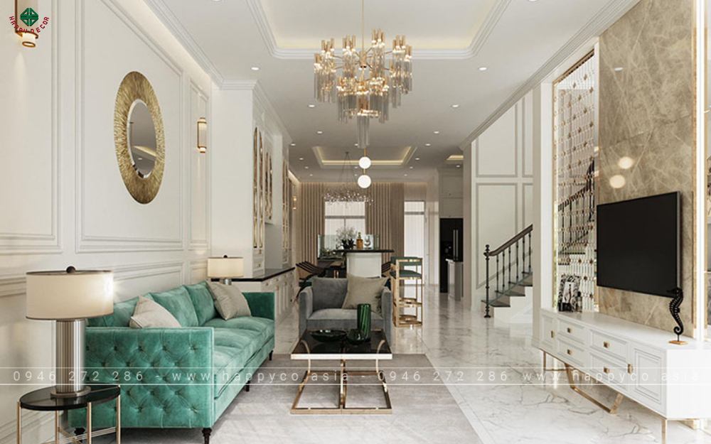 Mẫu vách Tivi phòng khách hiện đại 2024