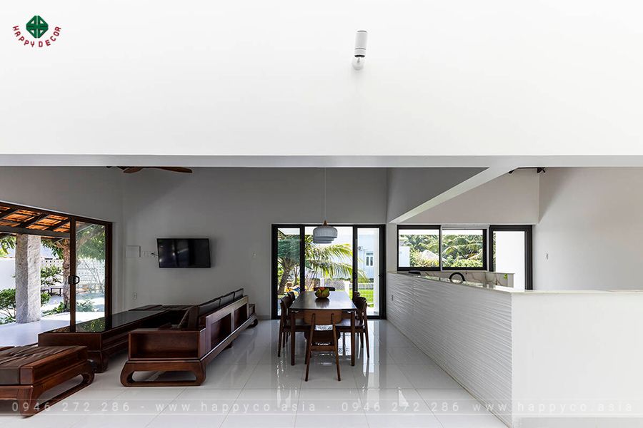 Kết nối mở giữa khu vực phòng khách, bàn ăn và bếp Kết nối mở giữa khu vực phòng khách, bàn ăn và bếp