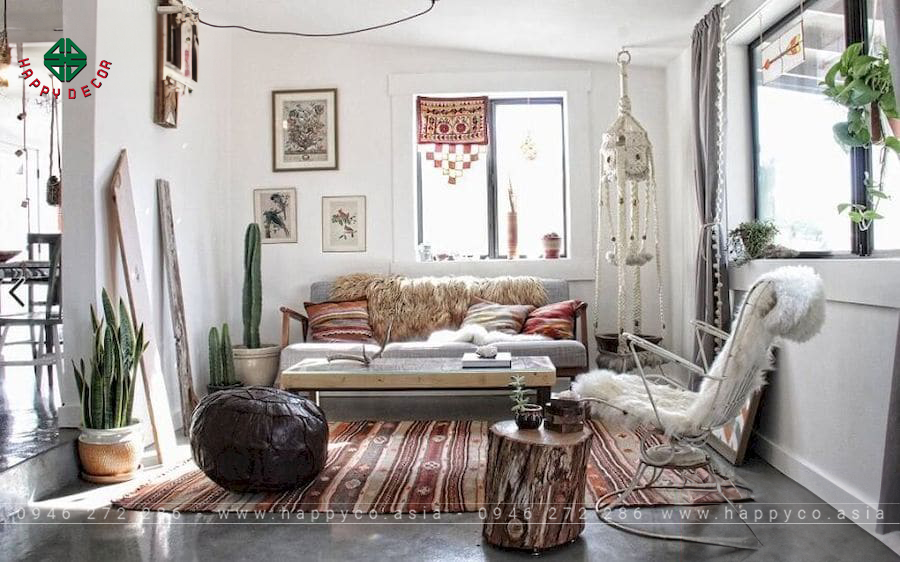 Phong cách thiết kế vintage phòng khách mẫu 3