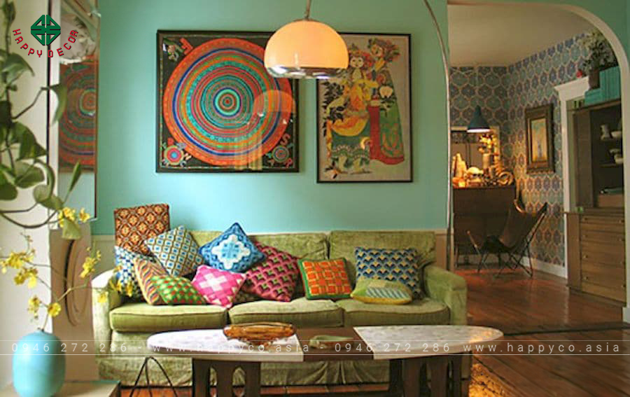 Phong cách thiết kế vintage phòng khách mẫu 5