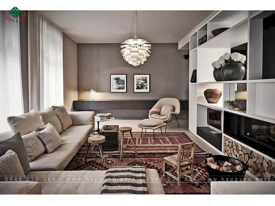 Phong cách thiết kế vintage phòng khách mẫu 6