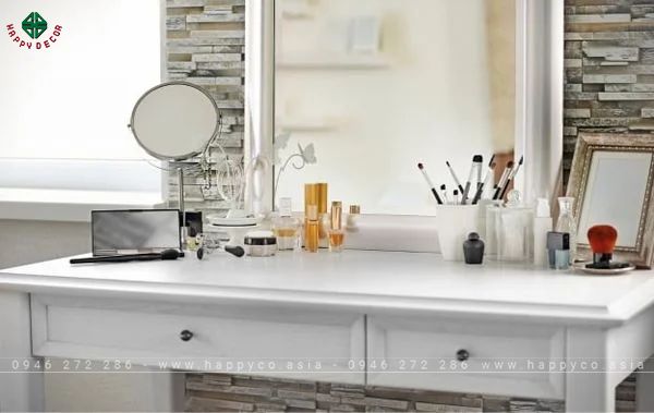 Bàn trang điểm màu trắng sang trọng được làm từ ván công nghiệp