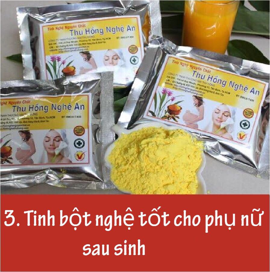 Tinh bột nghệ vàng có tác dụng tốt cho phụ nữ sau sinh Tinh bột nghệ vàng có tác dụng tốt cho phụ nữ sau sinh