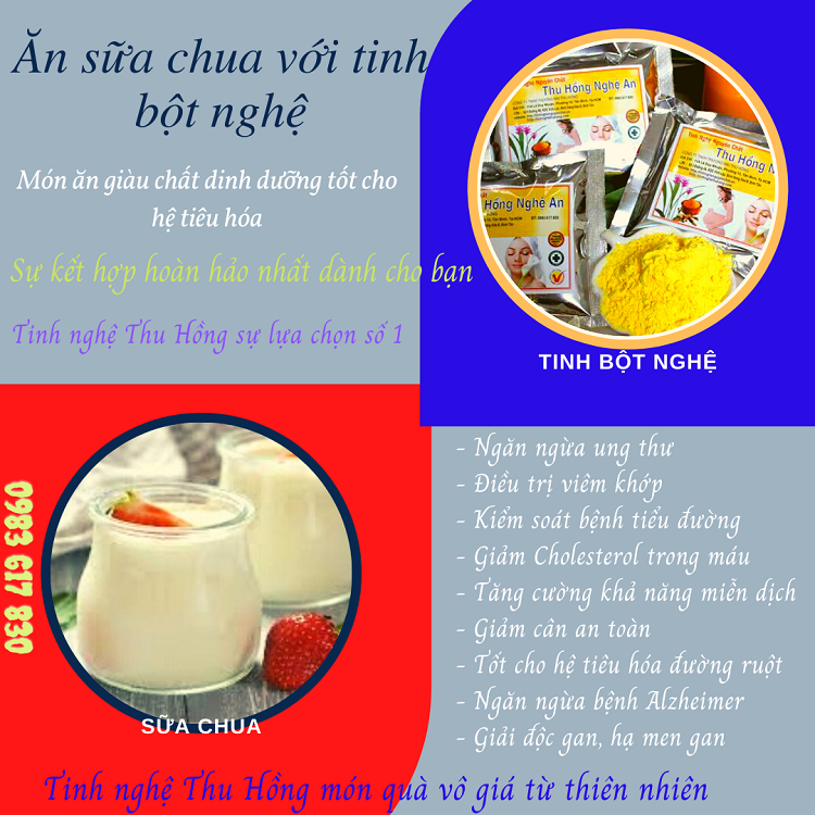 Ăn sữa chua với tinh bột nghệ có tác dụng vô cùng tốt cho sức khỏe Ăn sữa chua với tinh bột nghệ có tác dụng vô cùng tốt cho sức khỏe