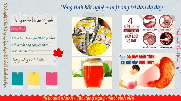 Đau dạ dày nên uống nghệ mật ong lúc nào cho nhanh khỏi? Đau dạ dày nên uống nghệ mật ong lúc nào cho nhanh khỏi?