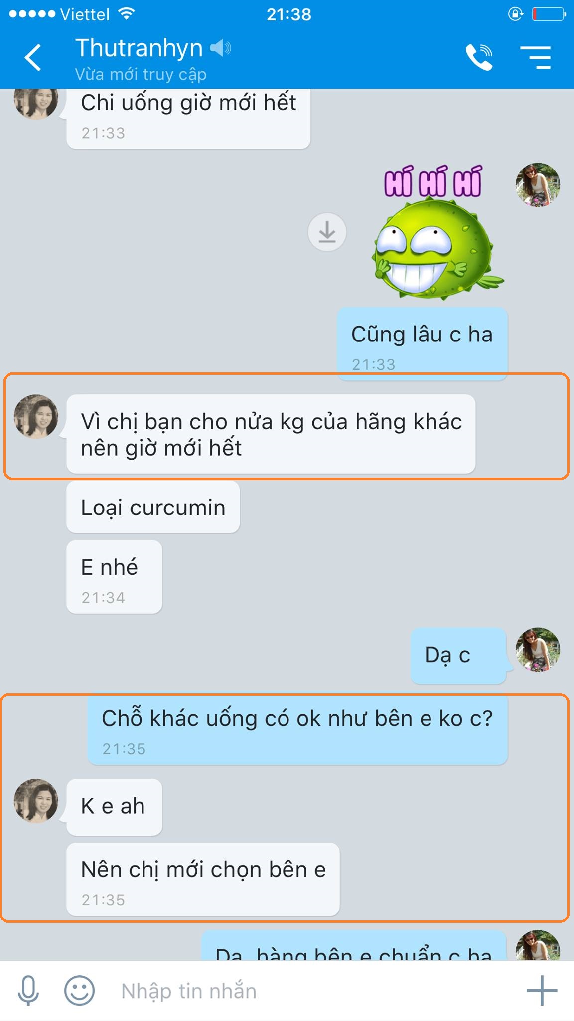 Khách phản hồi về Tinh bột nghệ Thu Hồng