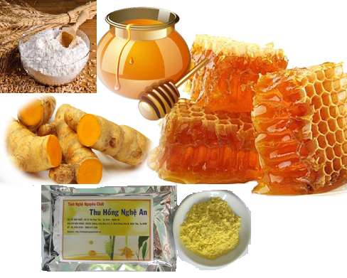 Trị vết thâm mụn bằng mặt nạ tinh bột nghệ và mật ong Trị vết thâm mụn bằng mặt nạ tinh bột nghệ và mật ong