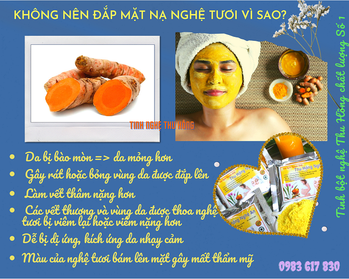 Không nên đắp mặt nạ nghệ tươi vì không tốt cho da mặt Không nên đắp mặt nạ nghệ tươi vì không tốt cho da mặt