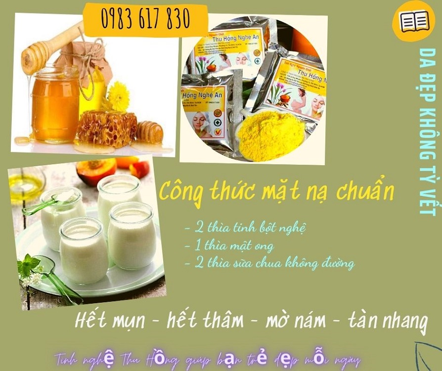 Công thức mặt nạ sữa chua nghệ mật ong da trắng mịn hồng Công thức mặt nạ sữa chua nghệ mật ong da trắng mịn hồng