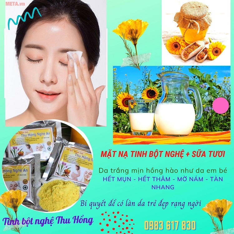 Mặt nạ tinh bột nghệ và sữa tươi không đường trẻ hóa làn da Mặt nạ tinh bột nghệ và sữa tươi không đường trẻ hóa làn da