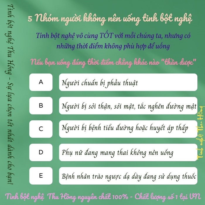 Những người nào không nên uống tinh bột nghệ? Những người nào không nên uống tinh bột nghệ?