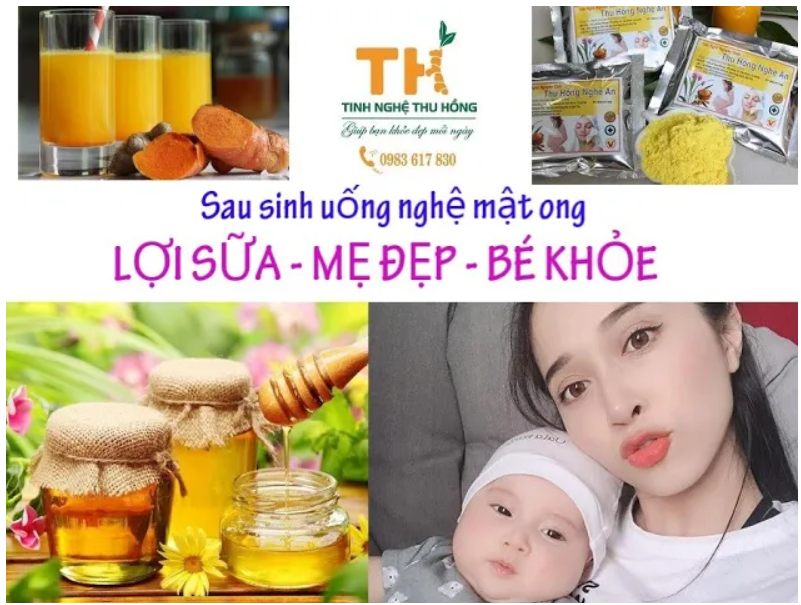 Uống tinh bột nghệ với mật ong sau sinh tốt mẹ và bé Uống tinh bột nghệ với mật ong sau sinh tốt mẹ và bé