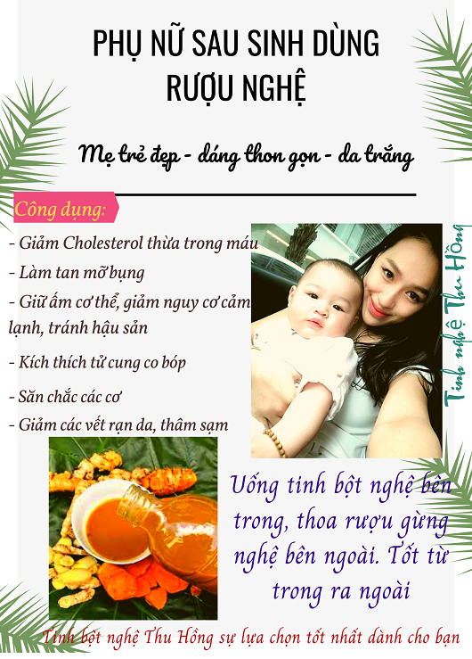 Tác dụng của rượu nghệ vô cùng tốt cho phụ nữ sau sinh Tác dụng của rượu nghệ vô cùng tốt cho phụ nữ sau sinh