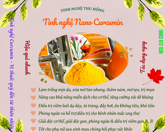 Tinh nghệ nano Curcumin và những công dụng tuyệt vời Tinh nghệ nano Curcumin và những công dụng tuyệt vời