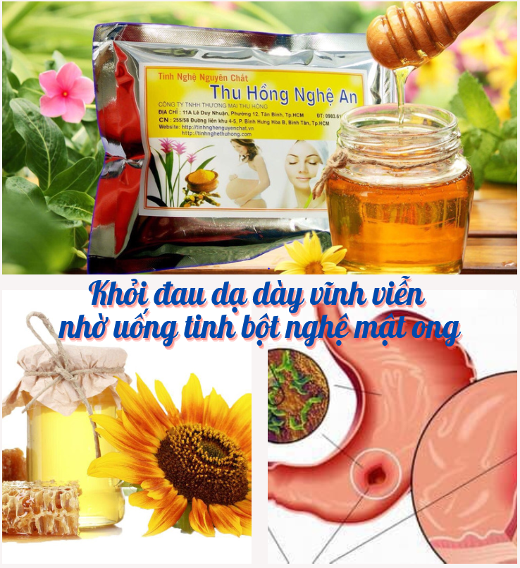 Tinh bột nghệ với mật ong có tác dụng chữa đau dạ dày Tinh bột nghệ với mật ong có tác dụng chữa đau dạ dày