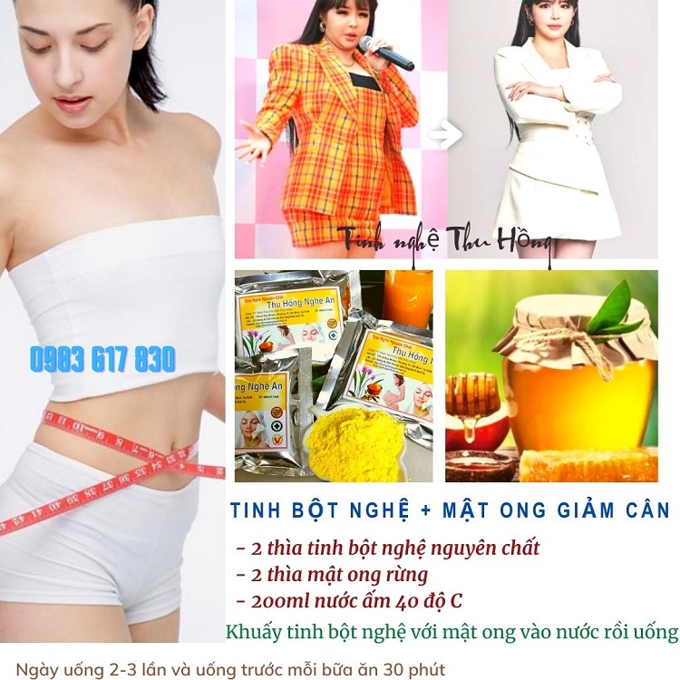 Cách uống tinh bột nghệ giảm cân với mật ong Cách uống tinh bột nghệ giảm cân với mật ong