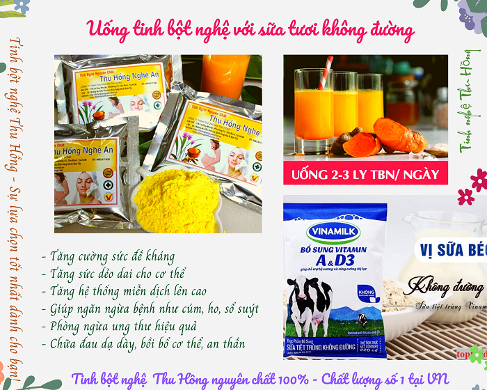 Uống tinh bột nghệ với sữa tươi không đường có tác dụng gì? Uống tinh bột nghệ với sữa tươi không đường có tác dụng gì?