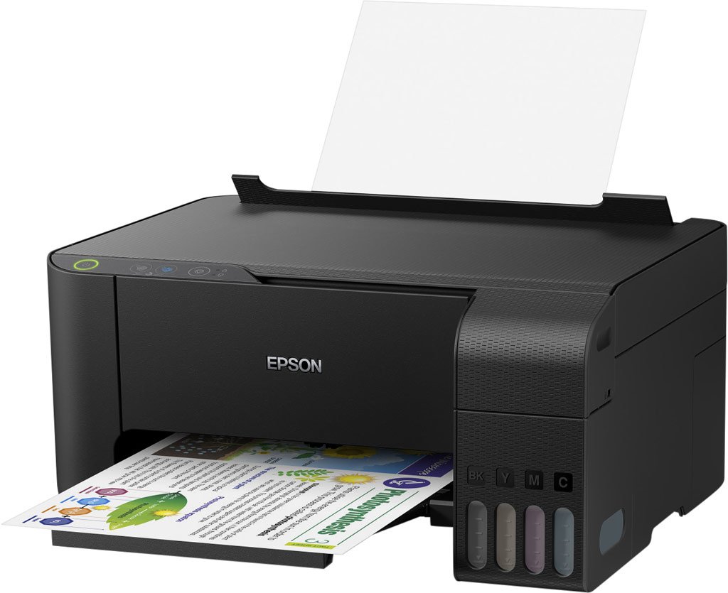 Máy in phun màu Epson L3110 được hãng thiết kế với khay chứa giấy lớn Máy in phun màu Epson L3110 được hãng thiết kế với khay chứa giấy lớn