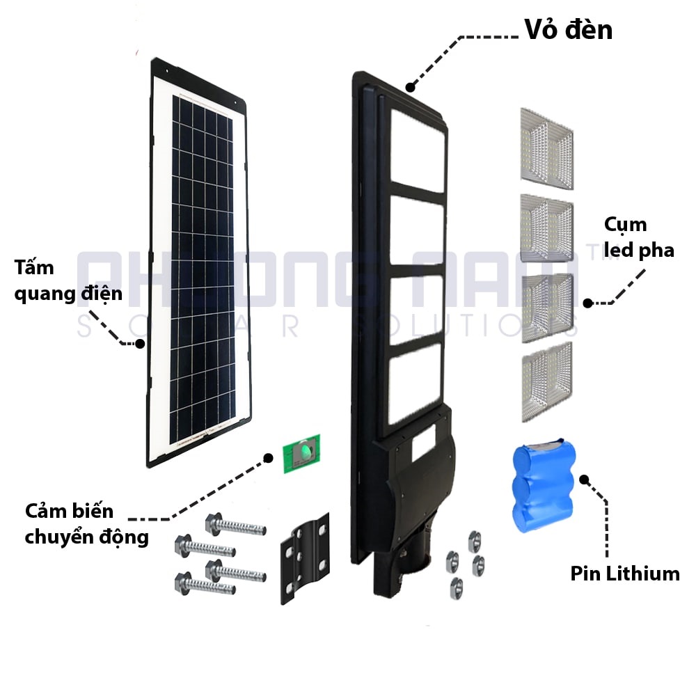 Cấu tạo của đèn năng lượng Mặt Trời 150w liền thể Cấu tạo của đèn năng lượng Mặt Trời 150w liền thể